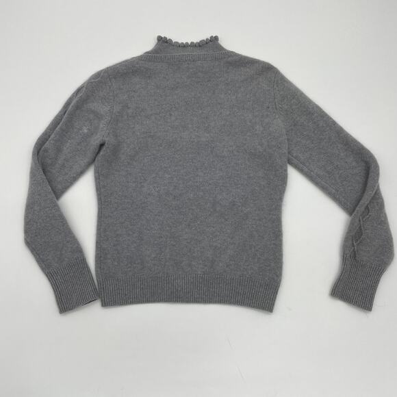 SPRING BAMBOO Women Cashmere Sweater Grey Rhinestone Mock Layer Size XS Coquette - Picture 2 of 8